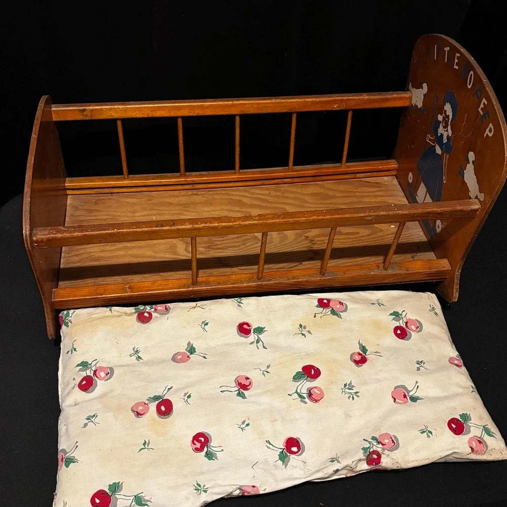 Vintage Wooden Doll Cradle – Little Bo Peep Design